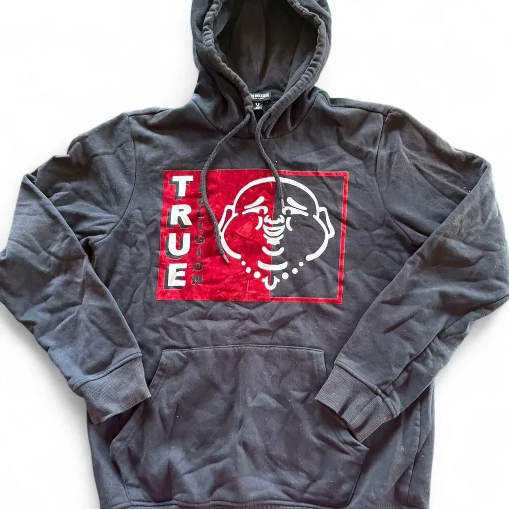 True-religion Men's Black and Grey Hoodie